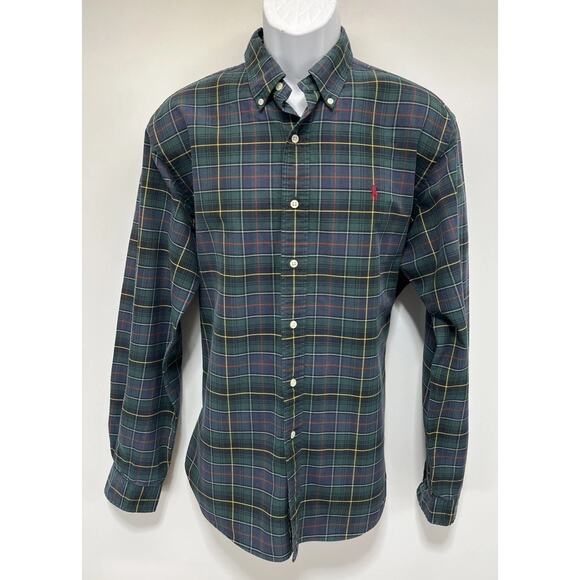 Ralph Lauren Shirt Mens L Plaid Embroidered LS Button Down Classic Fit Oxford - Picture 1 of 7